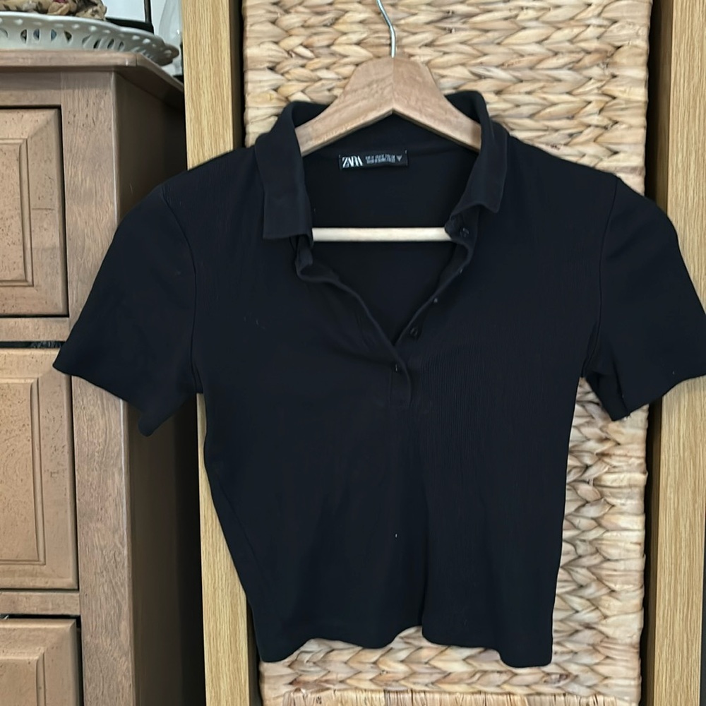 Cropped polo shirt